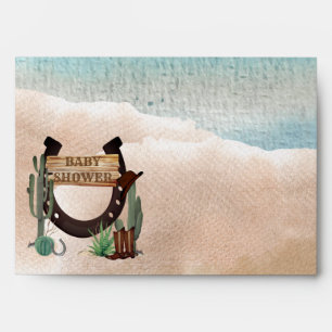 Enveloppe Un petit Baby shower Western Boy Cowboy
