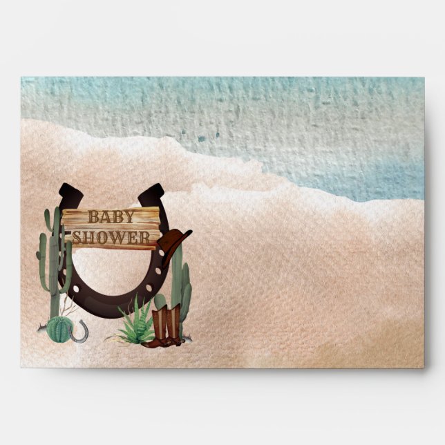 Enveloppe Un petit Baby shower Western Boy Cowboy (Devant)