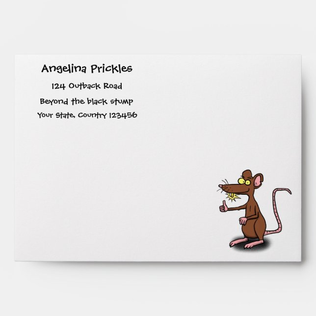 Enveloppe Un rat brun mignon pouce vers le haut dessin animé (Devant)
