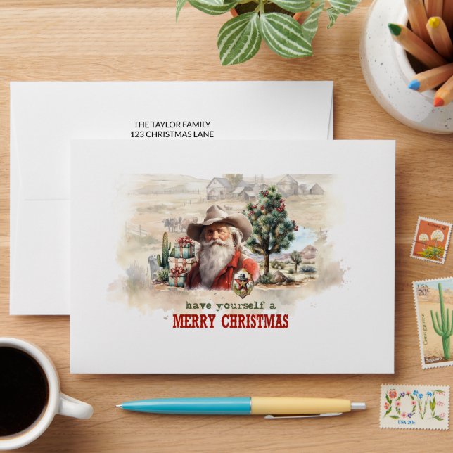Enveloppe Un véritable badge du shérif de cowboy Père Noël à (Desk)