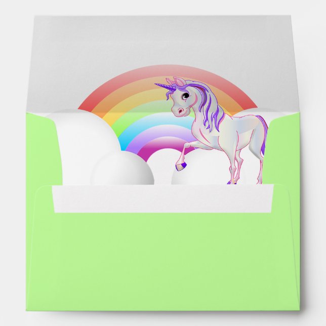 Enveloppe Unicorn Arc en ciel Magique mignonne Anniversaire  (Dos (Bas))