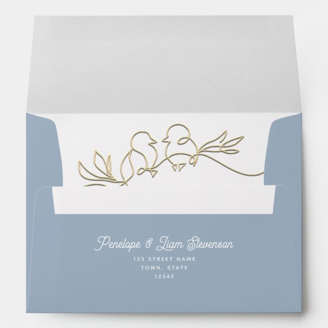 Enveloppe Unique Dusty Blue Mariage (Dos (Bas))