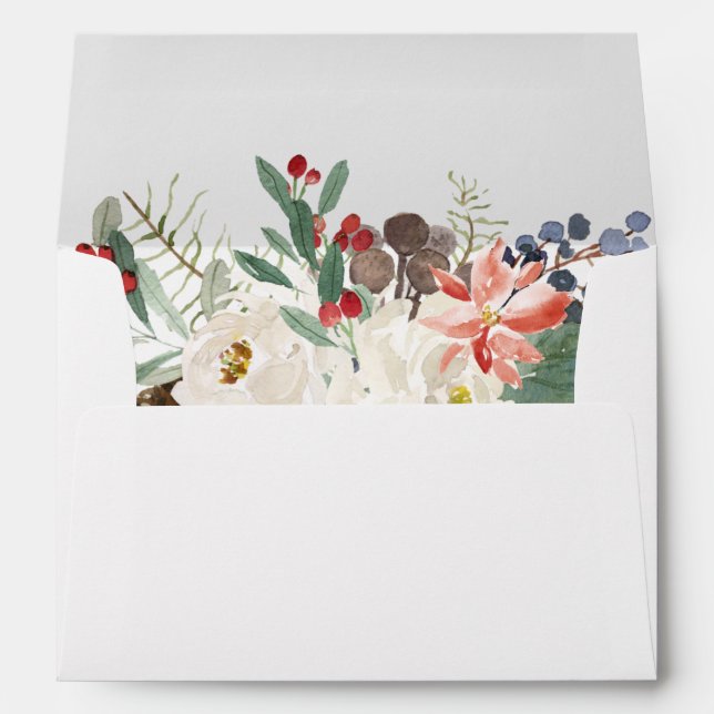 Enveloppe Vacances de Noël Floral d'hiver rustique 5x7 (Dos (Bas))