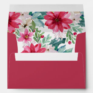 Enveloppe Vacances florales   Noël aquarelle