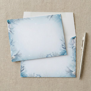 Enveloppe Vacances glacées hiver bleu glacé
