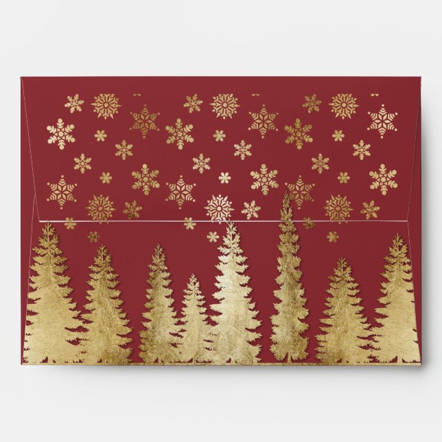 Enveloppe Vacances Gold et Red Winter Wonderland (Dos (Haut rabat))