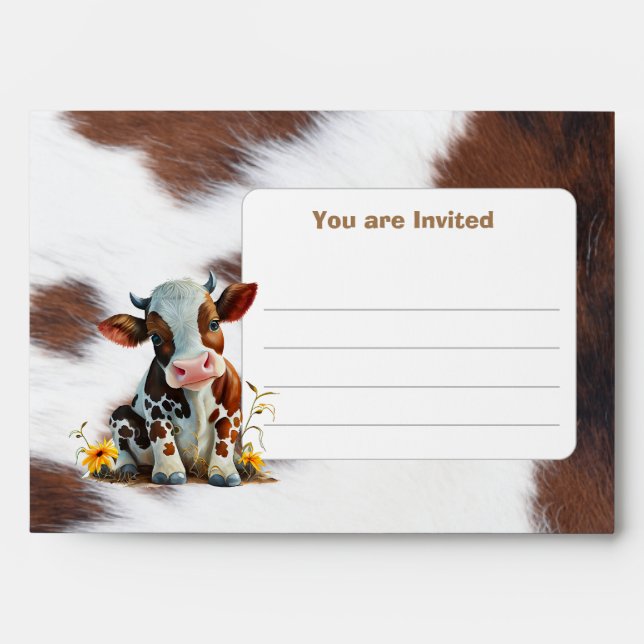 Enveloppe Vache Brown Vous êtes invité (Devant)