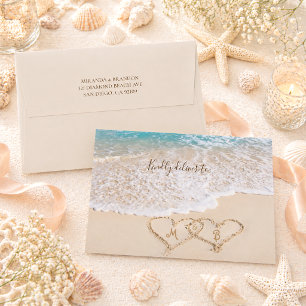 Enveloppe Vagues bleues océaniques estivales Mariage tropica