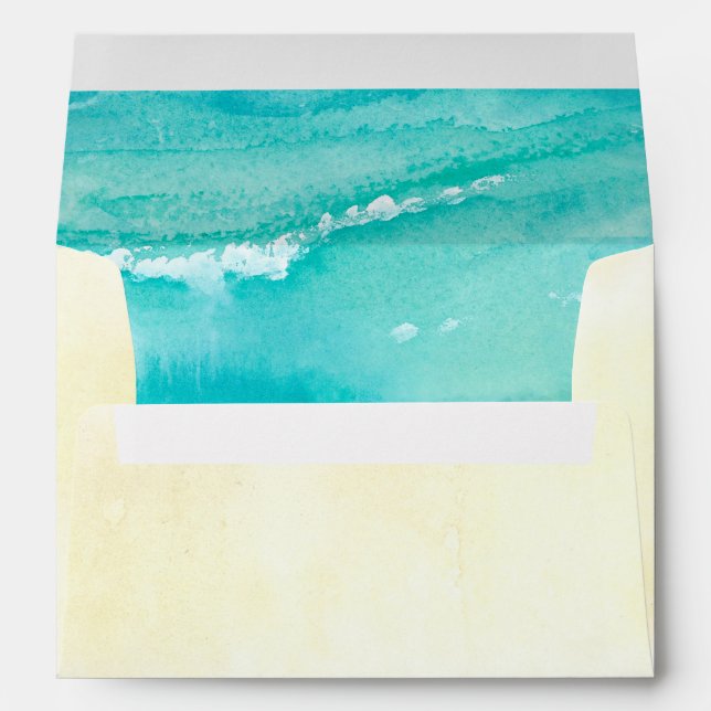 Enveloppe Vagues de mer tropicale et aquarelle de sable de p (Dos (Bas))