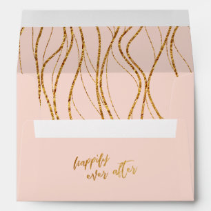 Enveloppe Vagues dorées écriture manuscrite sur rose pour to