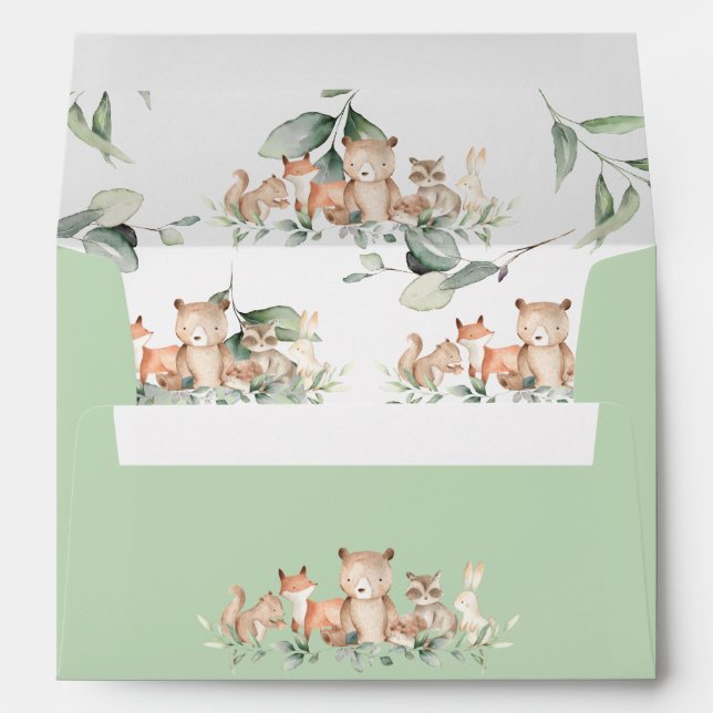 Enveloppe Végétation Bois Animaux Baby shower neutre (Dos (Bas))