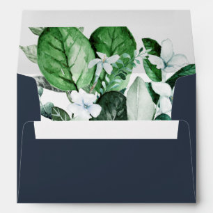 Enveloppe Végétation boisée Faire-part de mariage bleu mar