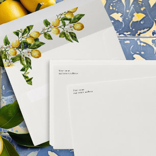 Enveloppe Végétation citron et crème fleurie Invitation