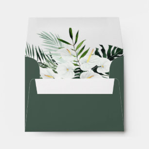 Enveloppe Végétation tropicale Blanc Floral auto-adressé RSV