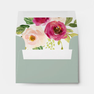 Enveloppe Végéty rose rose Blush Floral auto-adressé RSVP