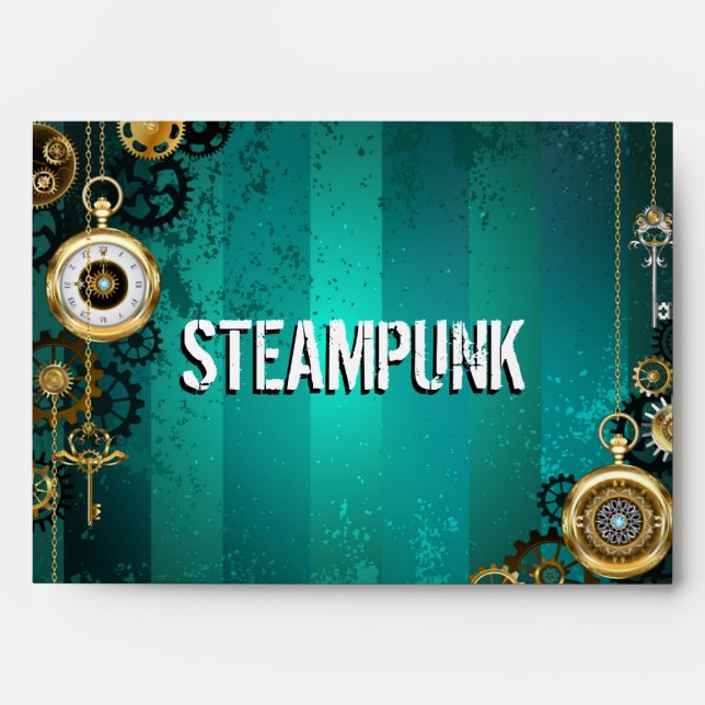 Enveloppe Veille bijoux Steampunk sur un Arrière - plan vert (Devant)