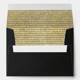 Enveloppe Velours de soie noire Faux Gold Brush Adresse