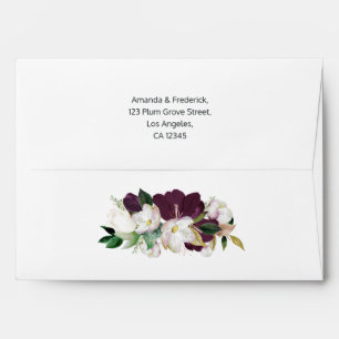 Enveloppe Velvet de Plum foncé et Mariage floral de printemp