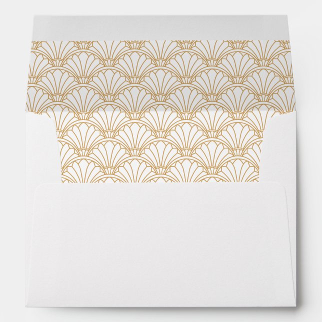 Enveloppe Ventilateur Art déco blanc et or Motif (Dos (Bas))