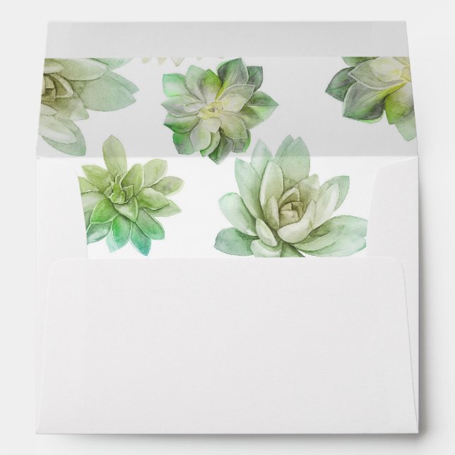 Enveloppe Verdure - Aquarelle Succulents Mariage (Dos (Bas))