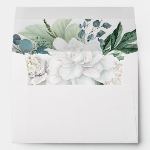 Enveloppe Verdure et Fleurs blanches Élégant