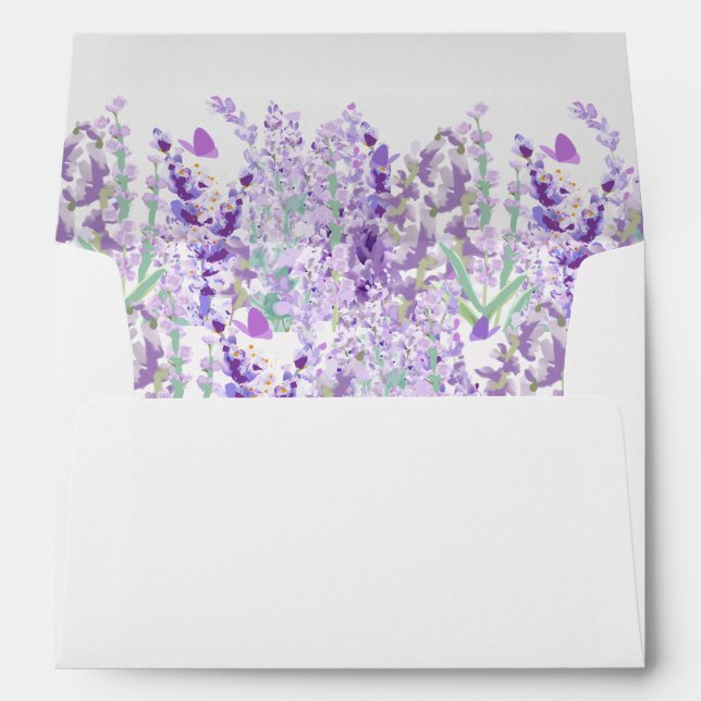 Enveloppe Verdure lavande Aquarelle Mariage élégant (Dos (Bas))