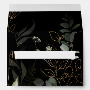 Enveloppe Verdure lunaire Faire-part de mariage d'or noir