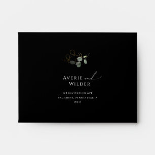 Enveloppe Verdure lunaire Or noir auto-adressé RSVP