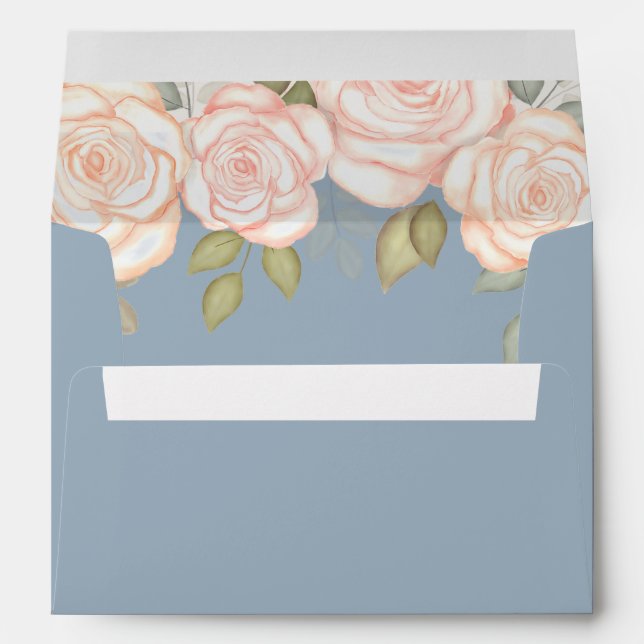 Enveloppe Verdure mariage Elégante Florale Dusty Blue (Dos (Bas))