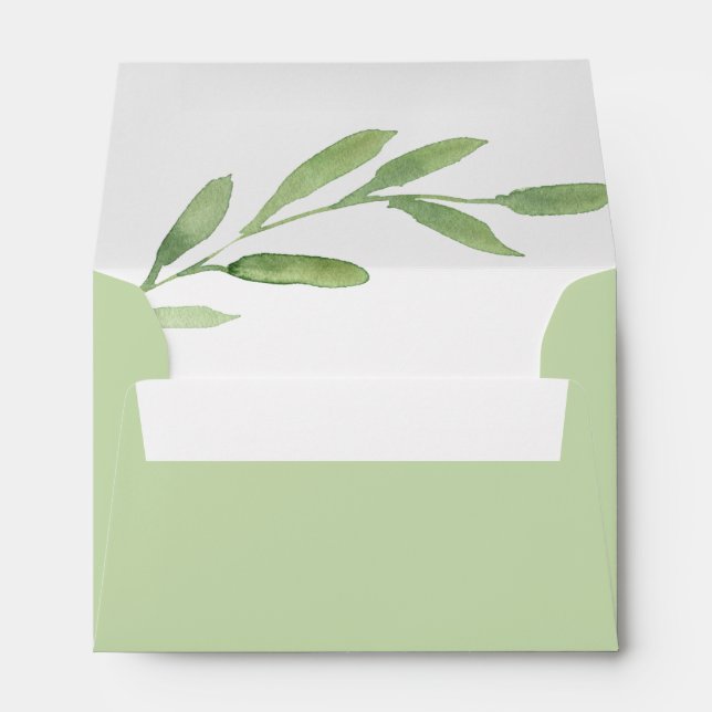 Enveloppe Verdure Rustique Simple Elégant Mariage d'aquarell (Dos (Bas))