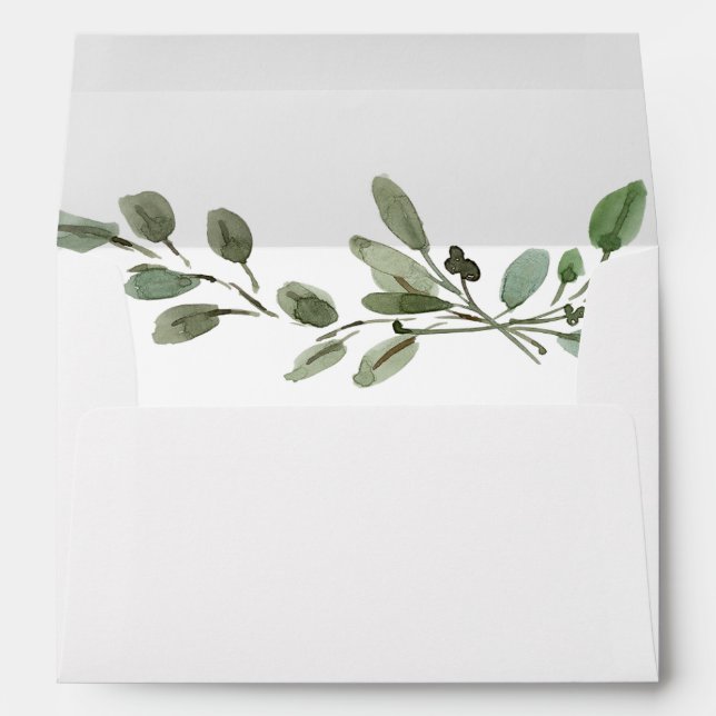 Enveloppe Verdure simple d'aquarelle et manuscrit manuscrit (Dos (Bas))