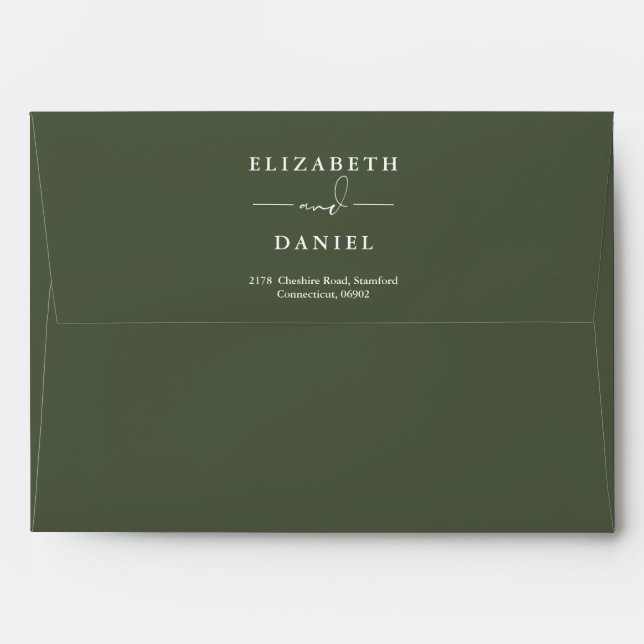 Enveloppe Verdure String Lights Olive Green Adresse de retou (Dos (Haut rabat))