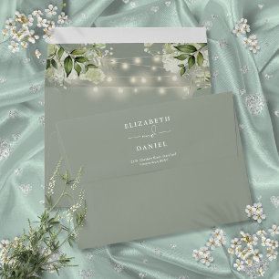 Enveloppe Verdure String Lights Sage Green Adresse de retour