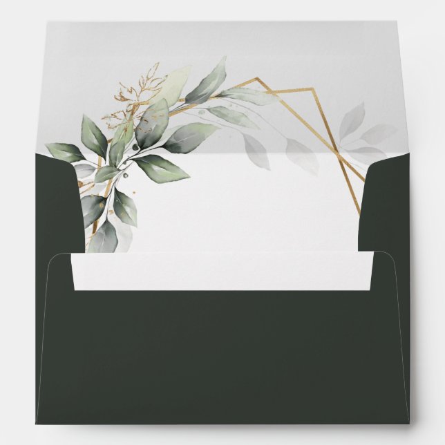 Enveloppe Verdure vert et or Géométrique Mariage rustique (Dos (Bas))