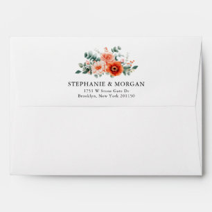Enveloppe Verona Sunset Bright Orange Moderne Mariage Floral