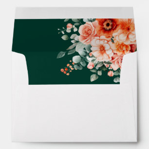 Enveloppe Verona Sunset Bright Orange Moderne Mariage Floral