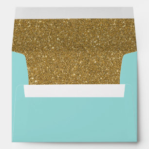 Enveloppe Verquoise Aqua Parties scintillant bleue & or Enve