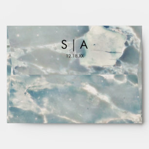 Enveloppe Verre de mer de plage Ocean Blues Mariage Monogram