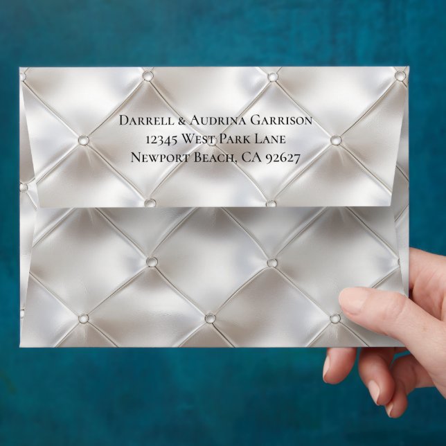 Enveloppe Verre romantique Blanc Faux Mariage en cuir (Hand)
