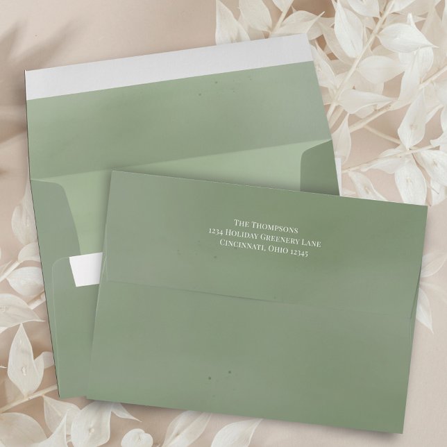 Enveloppe Vert aquarelle Adresse de retour Classic (Watercolor green washed effect envelope with return address on the back flap. )