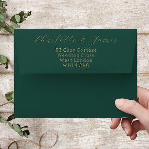 Enveloppe Vert Avec Faire-part de mariage De Script Élégant