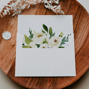 Enveloppe Vert Blanc Floral Royal Bleu auto-adressé RSVP