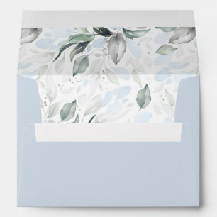 Enveloppe Vert bleu doux Elégant Aquarelle Argent