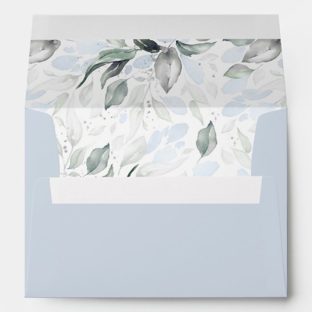 Enveloppe Vert bleu doux Elégant Aquarelle Argent (Dos (Bas))