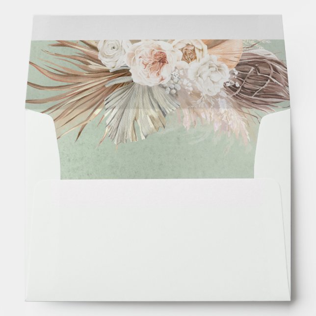 Enveloppe Vert clair Pastel Floral Pampas Grass (Dos (Bas))