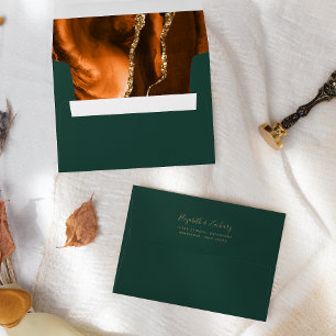 Enveloppe Vert émeraude de mariage en or Agate