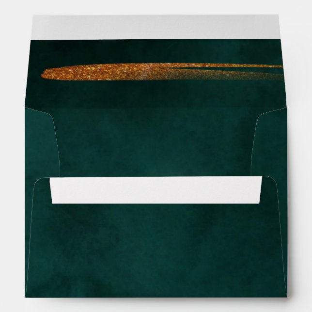 Enveloppe vert émeraude moderne et feuille (Dos (Bas))