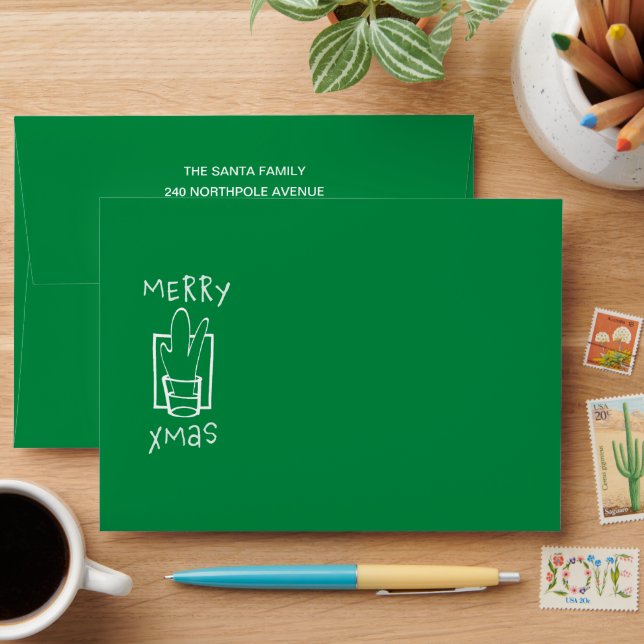 Enveloppe Vert et pétillant Joyeux Noël (Desk)