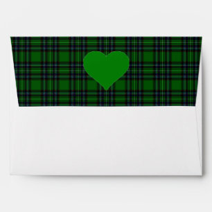 Enveloppe Vert N' Plaque de tartan noir - accent de coeur ve