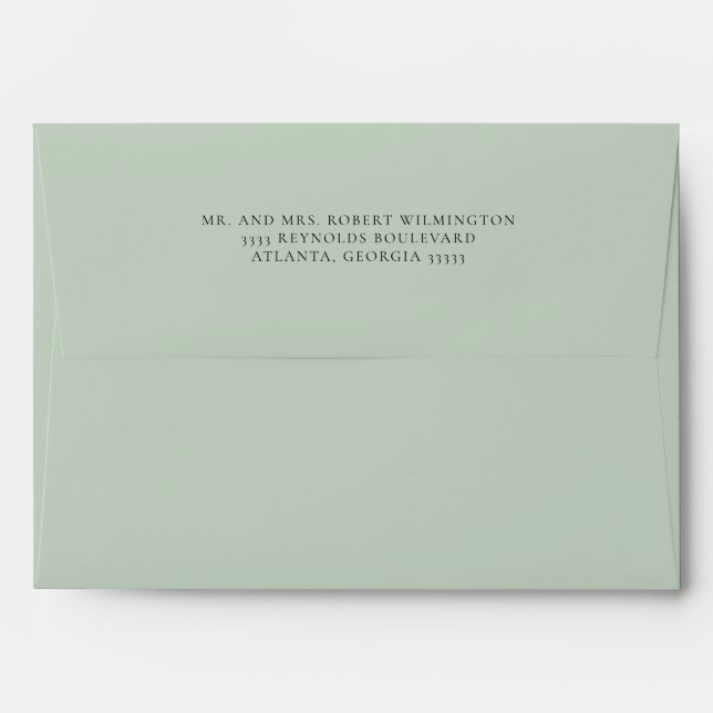 Enveloppe Vert sauge Simple Blanc 5 x 7 Adresse de retour (Dos (Haut rabat))